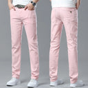 Men High Quality Pink Red Yellow Jeans Fashion Casual Classic Style Slim Fit Soft Trousers Male Brand Advanced Stretch Pants