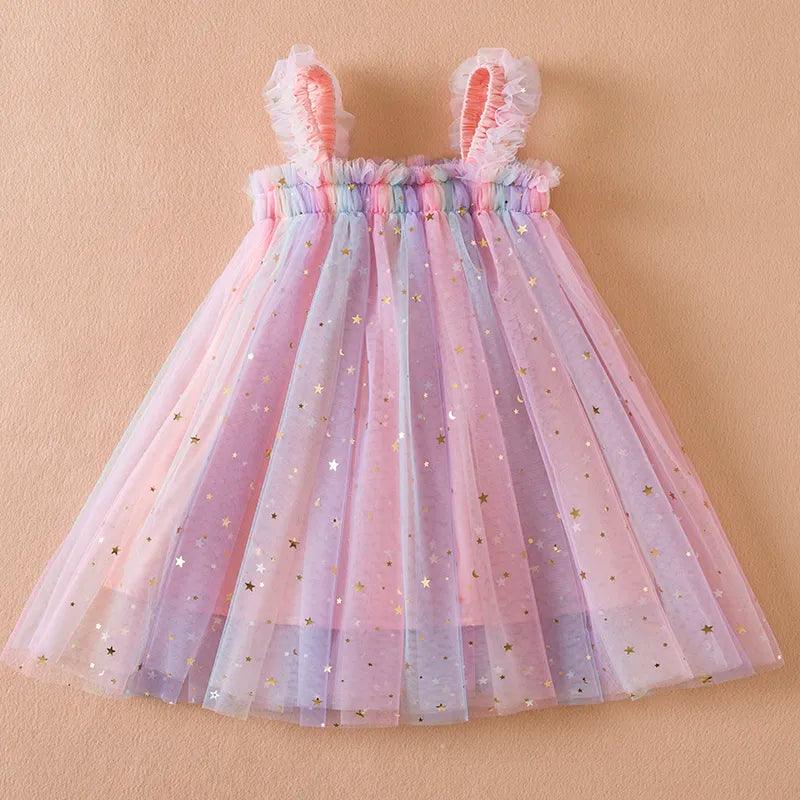 Sparkling Rainbow Sequins Princess Dress for Toddler Girls 1-5 Y - Birthday Party Tutu Set  ourlum.com   