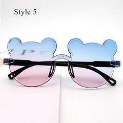 Bear-Shaped UV400 Kids Sunglasses - Adorable Cartoon Rimless Eyewear for Outdoor Fun