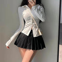 Seductive High Waist Irregular A-line Mini Skirt with Shorts - Stylish Streetwear Choice  OurLum.com   