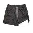 Ultimate Men's Double Layer Fitness Shorts - Ideal for Gym, Beach, Pool, and Summer Activities  ourlum.com Black white M 