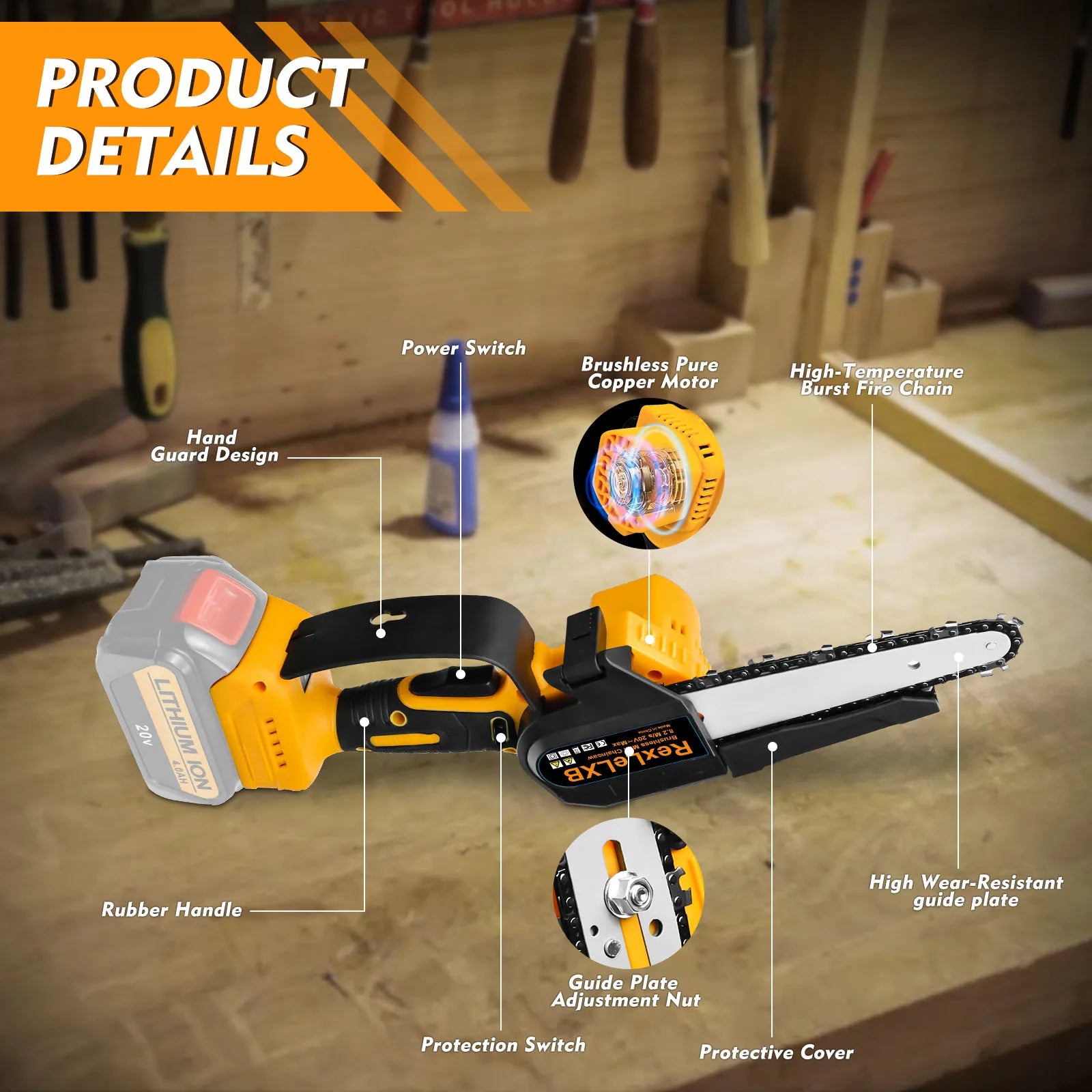 Powerful 6-Inch Cordless Mini Chainsaw - Lightweight Electric Saw for Garden Tasks