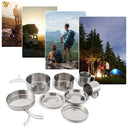 8-Piece Stainless Steel Camping Cookware Set for Hiking