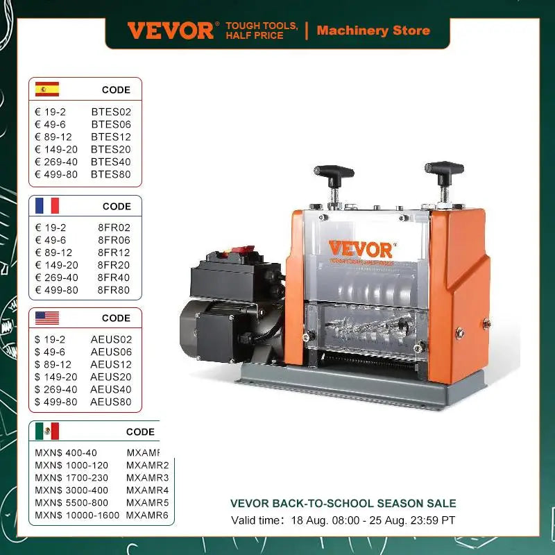 VEVOR Electric Wire Stripping Machine 60W 1.5-25mm Visible Stripping Depth 6 Round &1 Flat Channels for Scrap Copper Recycling