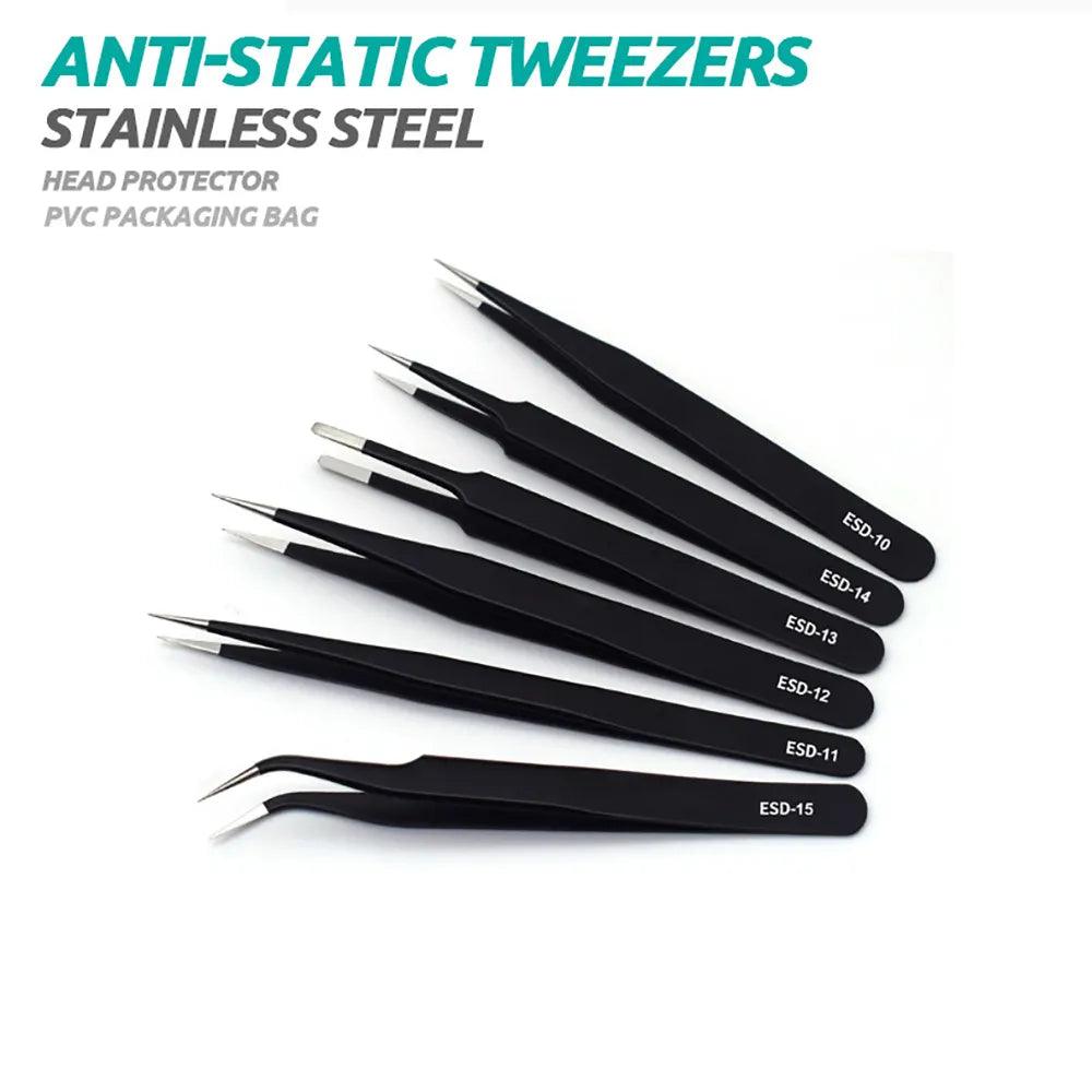 Stainless Steel Precision Tweezer Set for Nail Art and Electronics Maintenance  ourlum.com   