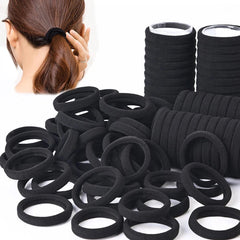 Black Hair Ties Set: Stylish Elastic Ponytail Scrunchies for All Hair Types