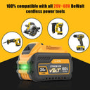 9000mAh 60V Lithium Battery for Dewalt 20V MAX Tools