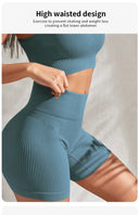 Seamless Ribbed 2-Piece Women's Yoga Set for Fitness and Running