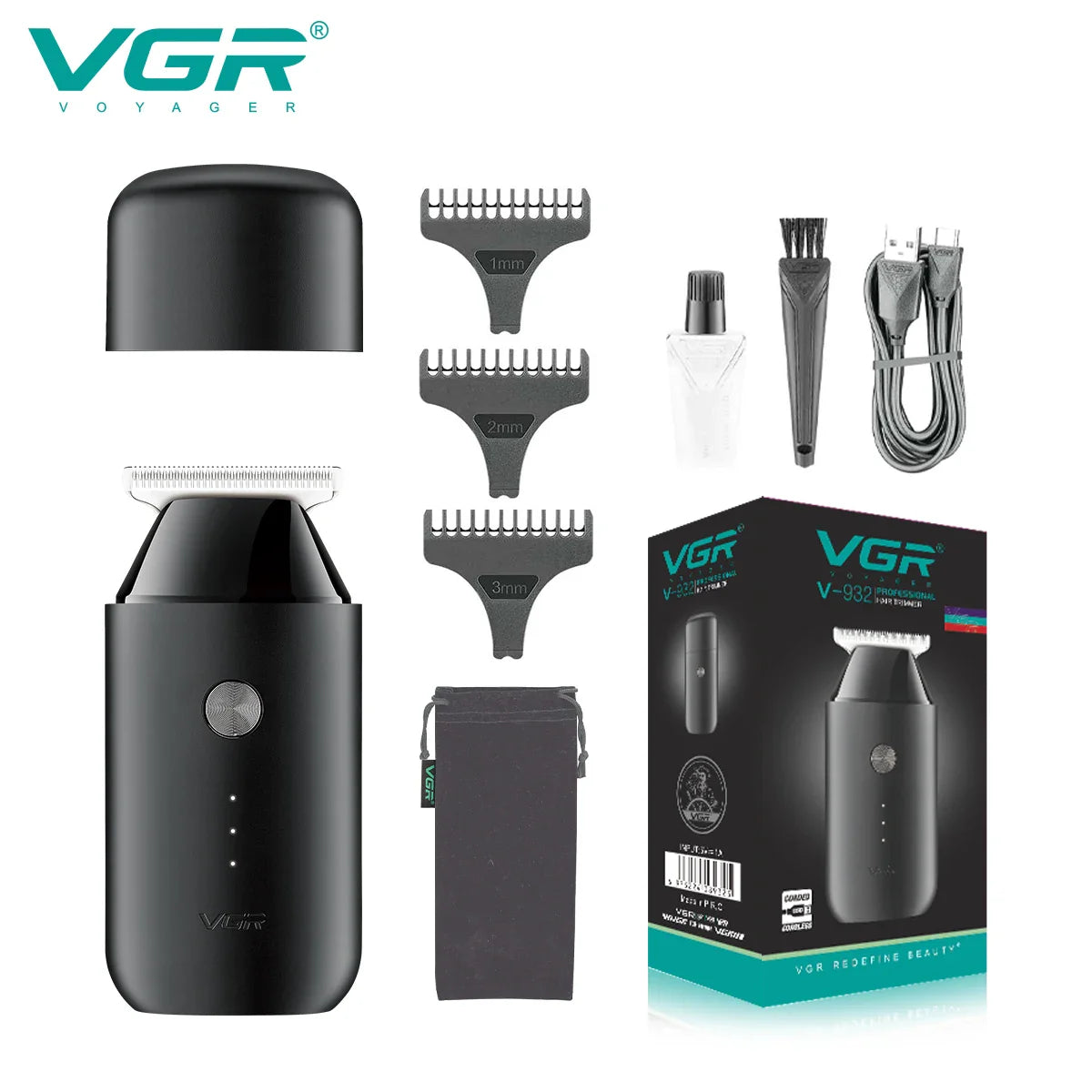 VGR Mini Hair Clipper Professional Zero Cutting Machine Electric Cordless Beard Trimmer Rechargeable Hair Trimmer for Men V-932