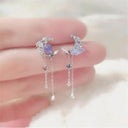 2023 Korean New Light Luxury Zircon Moon Star Earrings