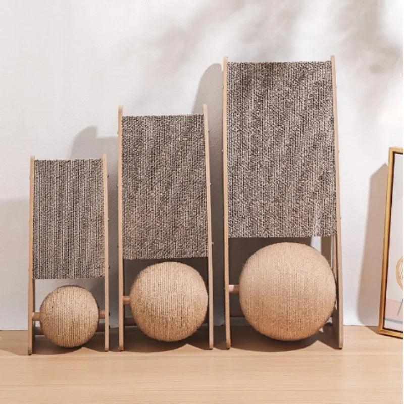 Cat Scratch Board with Vertical Ball Toy: Protect Furniture and Entertain Cats  ourlum.com   