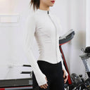 Performance-Enhancing Women's Slim Fit Training Jacket for Yoga, Running, and Sports  ourlum.com white XXL 