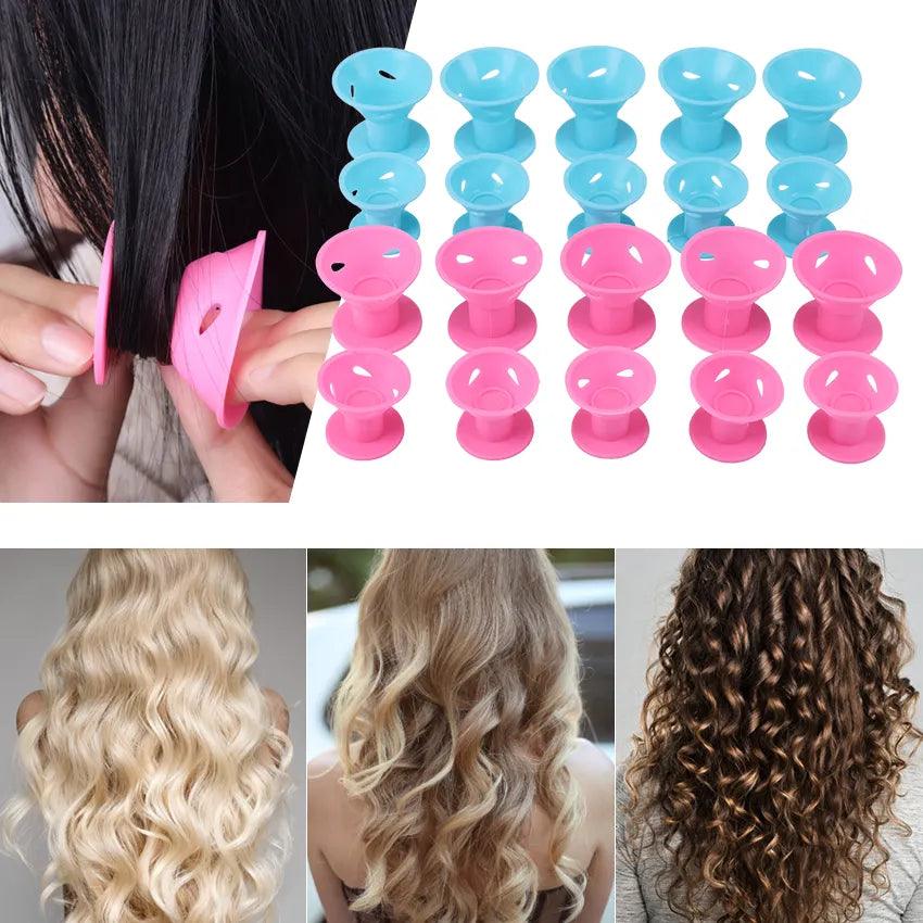 10PCS/Set Magic Hair Care Rollers Soft Silicone Hair Curler No Heat No Clip Hair Curling Styling DIY Tool For Curler Hair  ourlum.com   