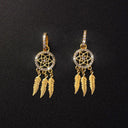 Feather Dangle Earrings Gold Zircon Jewelry for Women Shine Bright