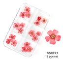 12/18Pcs/box 3D Dried Flowers Nail Art Decorations Dry Floral Bloom Stickers DIY Manicure Charms Designs For Nails Accessories  ourlum.com SSDF21  