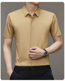 High End Mulberry Silk Men Short Sleeve Business Shirt