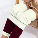 Cozy Velvet Winter Leggings for Women - Solid Color High Waist Thick Pants  ourlum.com   