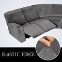 7-Piece L Shape Velvet Stretch Recliner Sofa Covers Set