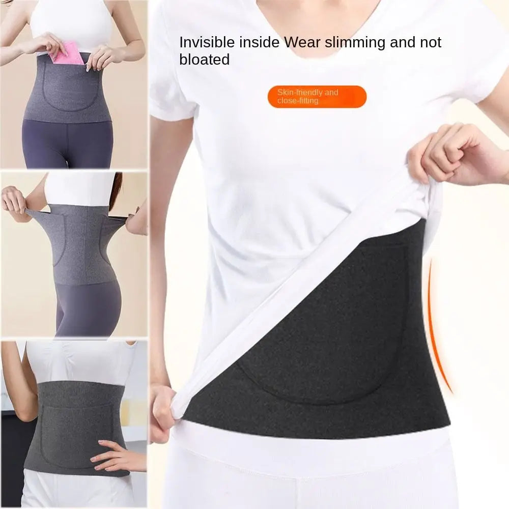 Warm Stomach Slim Body Shaper with Double Pocket Elastic Belt for Comfort & Style