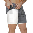 Men's 2 in 1 Running Shorts Gym Workout Quick Dry Sportswear