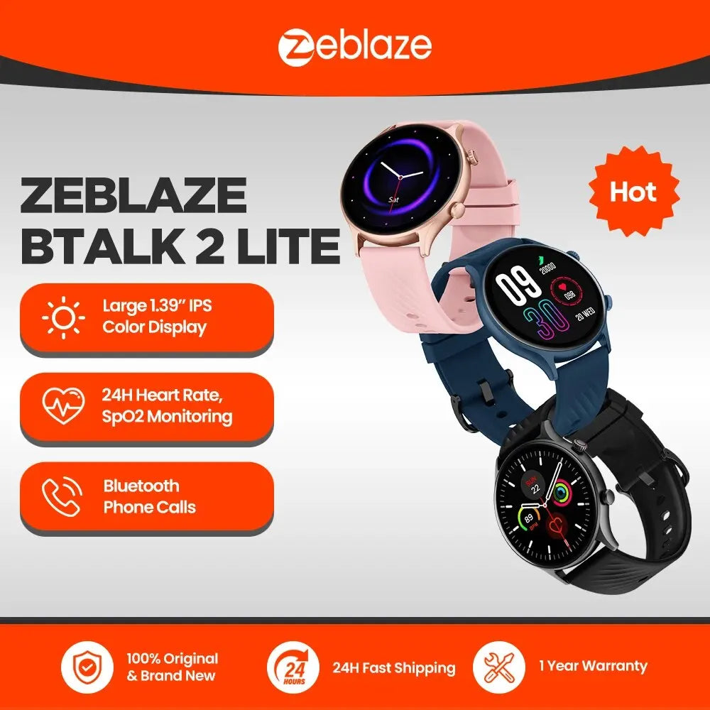 Zeblaze Btalk 2 Lite: Voice-Enabled Smart Watch with Health Tracking