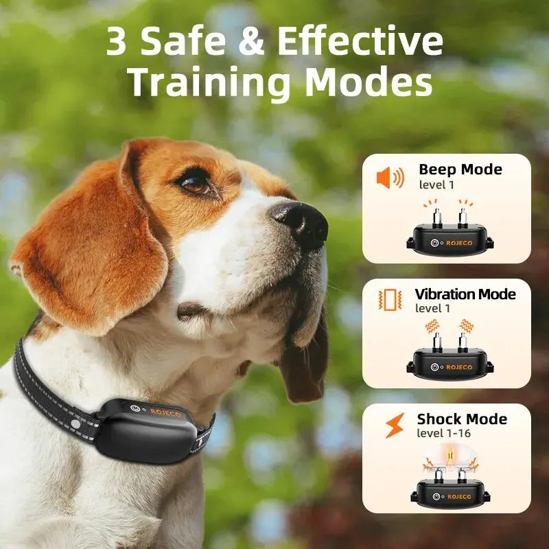 ROJECO Digital Rechargeable Dog Training Collar: Waterproof Vibrator Bark Stop  ourlum.com   
