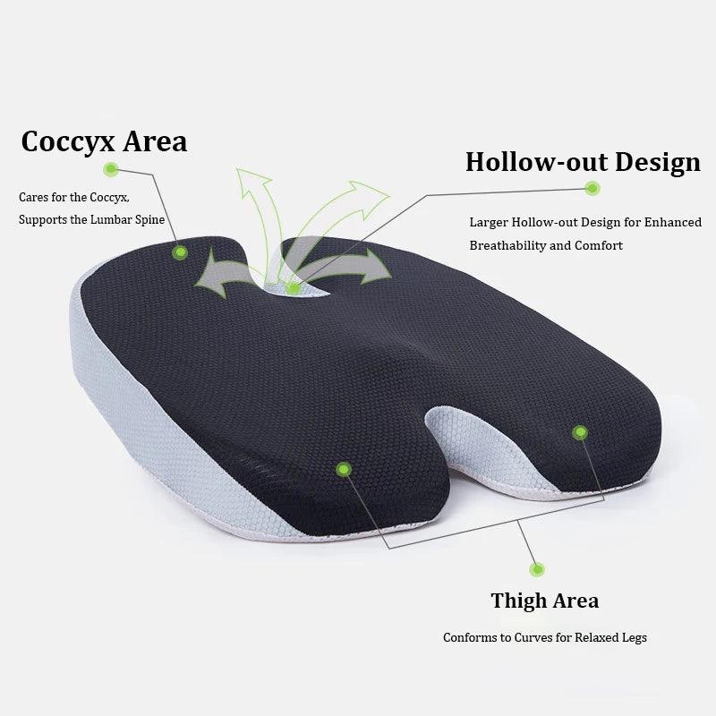 Ultimate Gel Memory Foam Seat Cushion for Office, Car, and Gaming Chairs - Coccyx & Lower Back Pain Relief Pillow