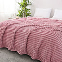 1pc Solid Color Flannel Blanket Soft Warm Throw for Travel