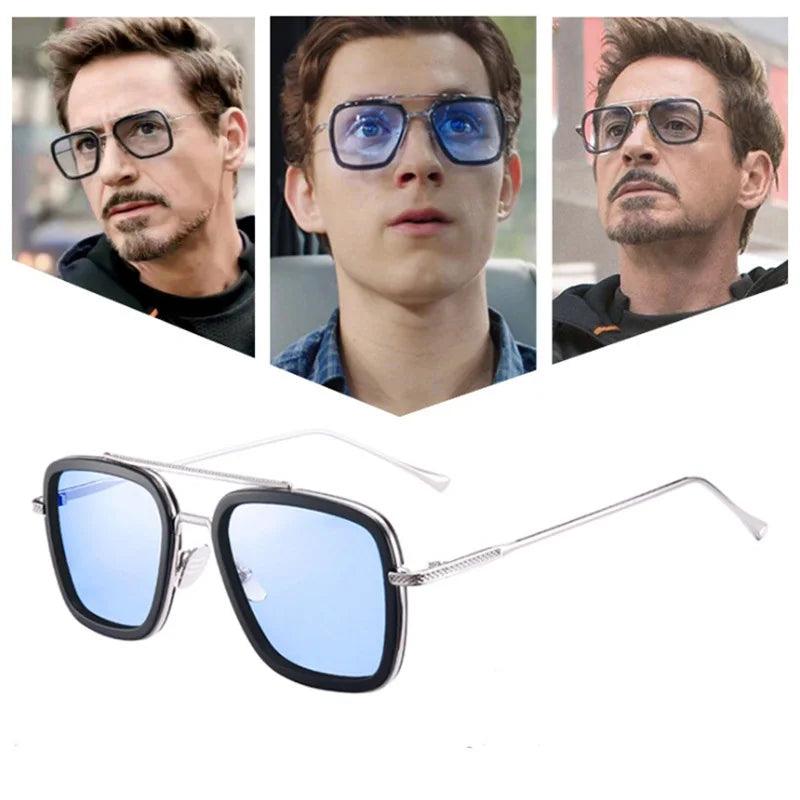 Tony Stark Inspired Unisex Square Frame Sunglasses - Retro Fashion with UV400 Protection