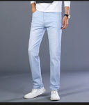 Brand Top Classic Style Men Light Blue Denim Trousers