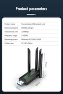 1200Mbps WiFi USB Adapter Dual Band 2.4G 5GHz Dongle