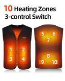 10 Areas Heated Vest Men Women USB Electric Self Heating Vest