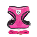 Adjustable Reflective Mesh Cat Dog Harness Set with Leash - Small Pet Safety Vest and Accessories  ourlum.com rose red S 