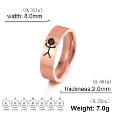 Middle Finger Stickman Stainless Steel Ring: Edgy Urban Hiphop/Rock Jewelry Gift