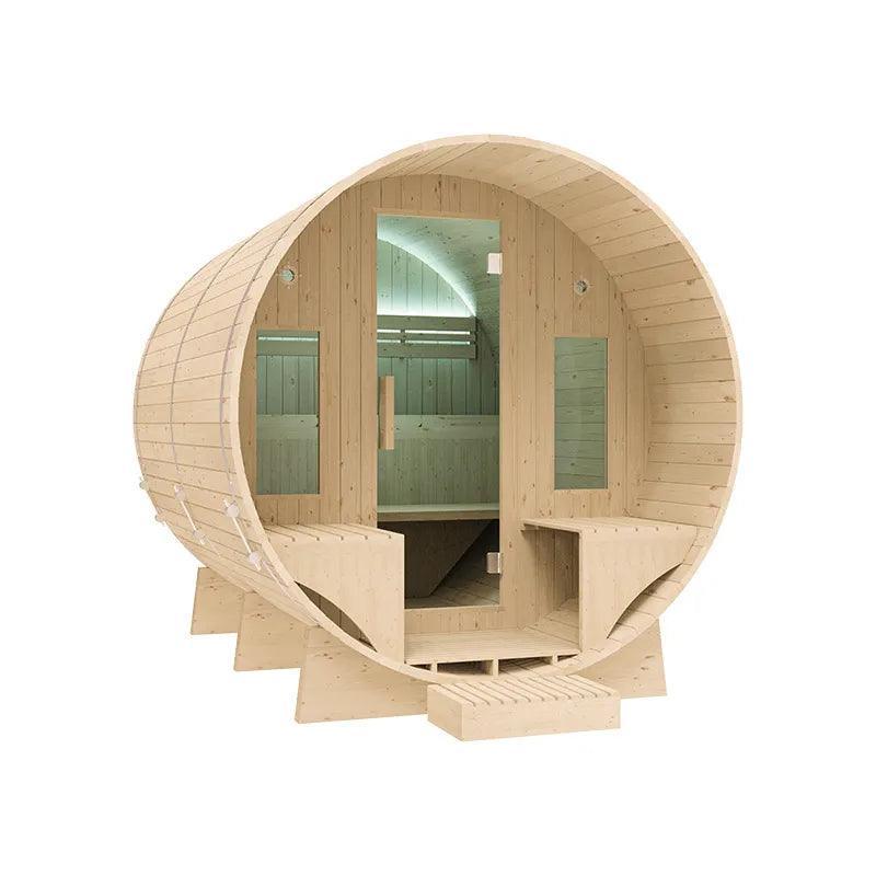 2023 Red Cedar Outdoor Barrel Sauna with Infrared Heating Panel  ourlum.com WHITE 1 People 