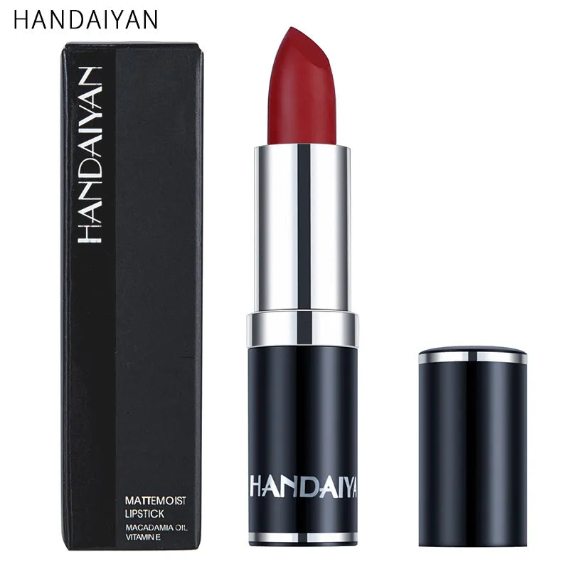 Handaiyan Sexy Nude Red Brown Purple Lipgloss Matte Lip Gloss Velvety Lipstick Matte Waterproof Makeup Long Lasting Cosmetic  ourlum.com   