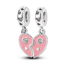 Pink Silver Plated Butterfly Flower Charm Beads for Jewelry