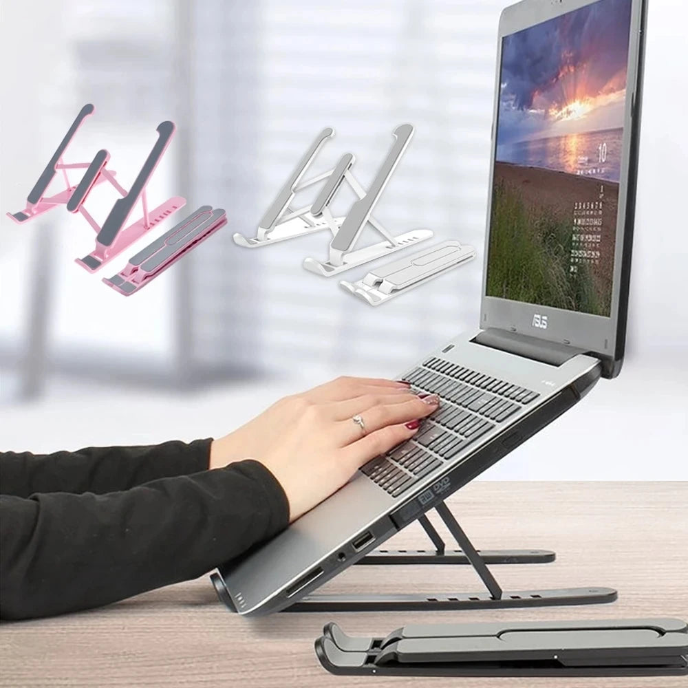 Adjustable Foldable Laptop and Tablet Stand with Heat Dissipation for Home and Office Use