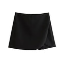 Vintage High Waist Zippered Skort Shorts Elegant Choice