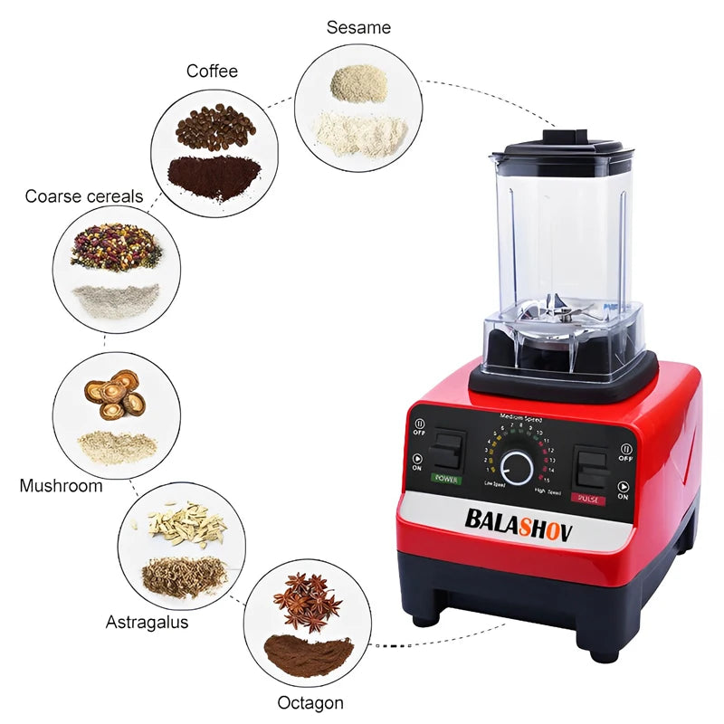 2000W Heavy Duty Commercial Blender Stationary Mixer Food Processor Ice Smoothies for Kitchen High Power Juicer Blender BPA Free
