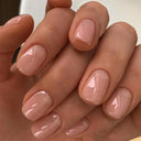 French False Nails Chic Nude White Short Square Tips Glue