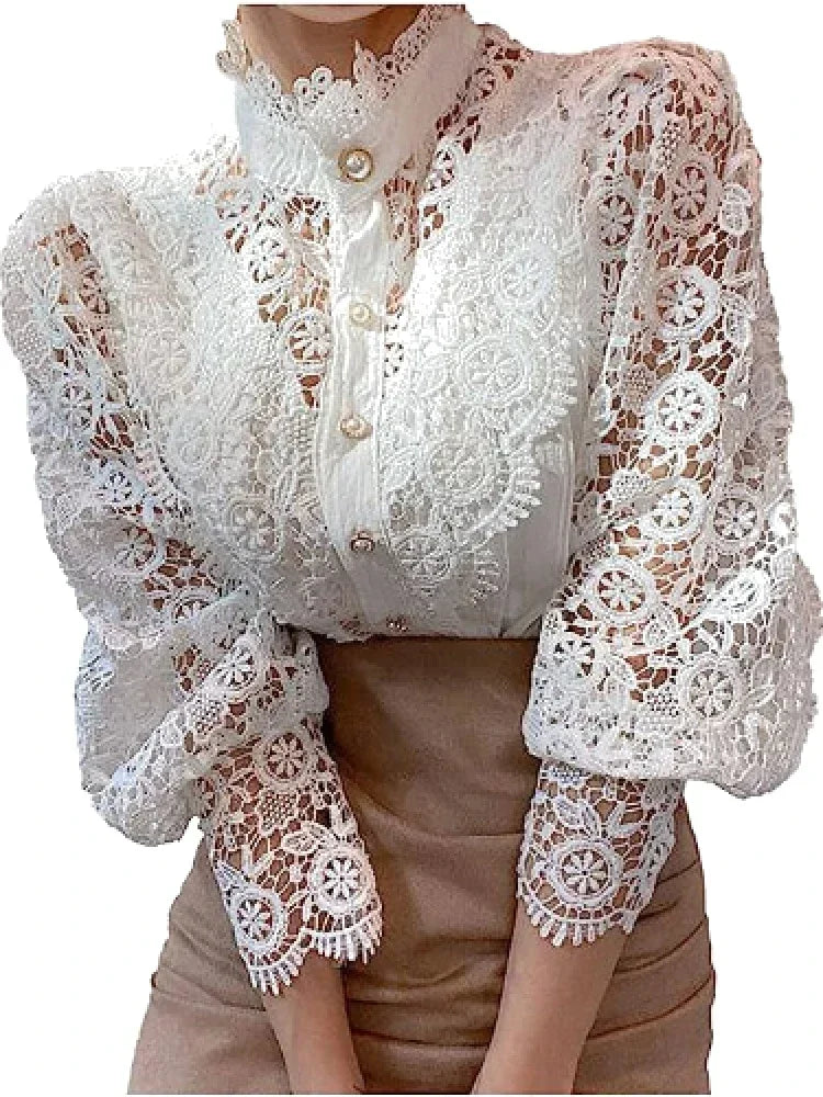 Elegant Floral Lace Blouse: Stylish Office Attire for Women  ourlum.com   