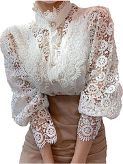 Elegant Floral Lace Blouse: Stylish Office Attire for Women