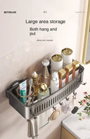 Vacuum Suction Cup Bathroom Shelf Wall Mounted Aluminum Organizer