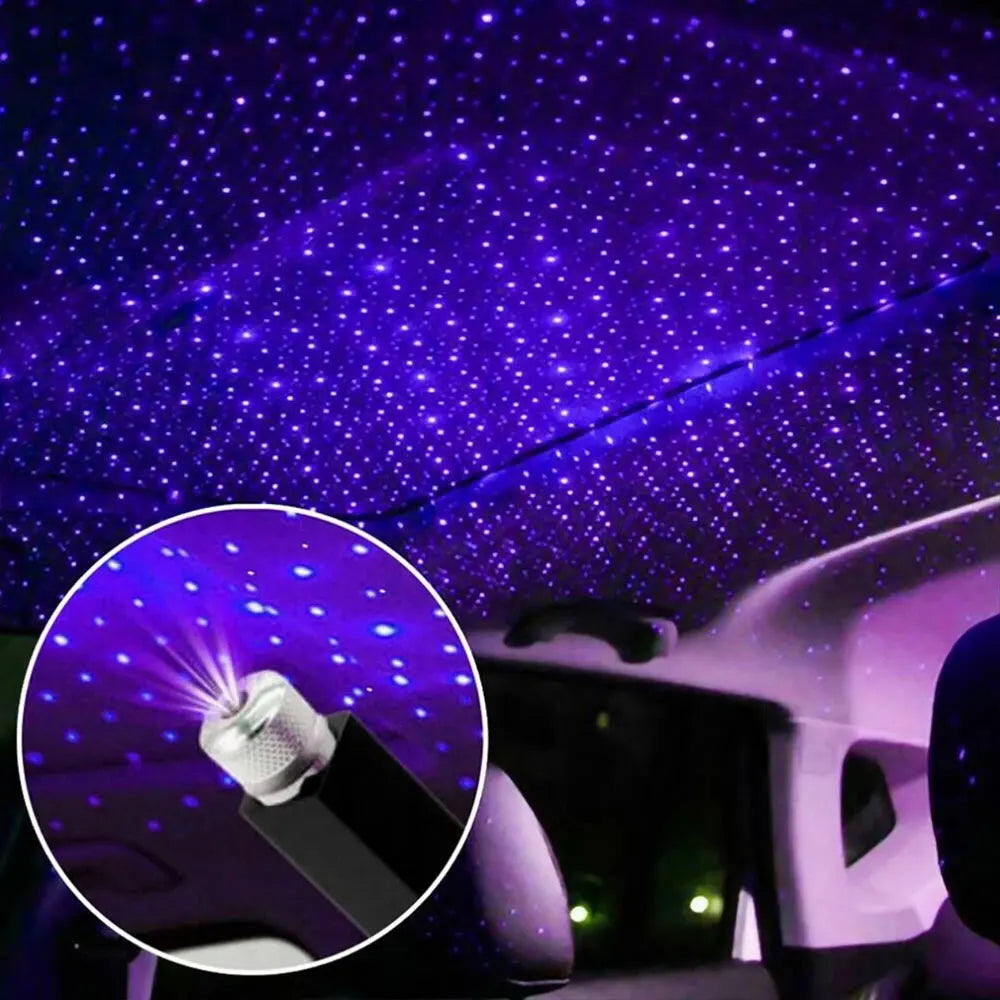 1/2X Romantic LED Starry Sky Night Light 5V USB Powered Galaxy Star Projector Lamp for Car Roof Room Ceiling Decor Plug and Play
