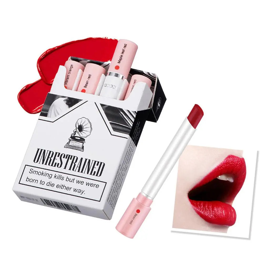 Creative Cigarette Lipstick Set 4 Color Matte Lip Gloss Long Lasting Lip Glaze Waterproof Lip Stick Tube Nude Red Lip Tint Makep  ourlum.com   