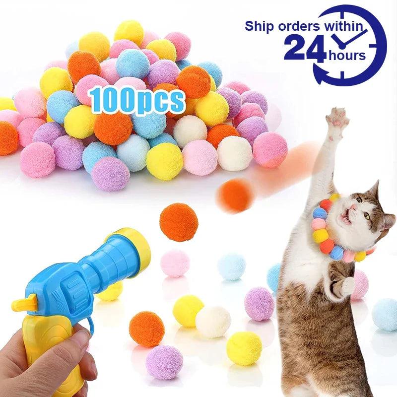 Interactive Cat Launch Toy for Creative Kitten Games & Stretch Plush Ball  ourlum.com   