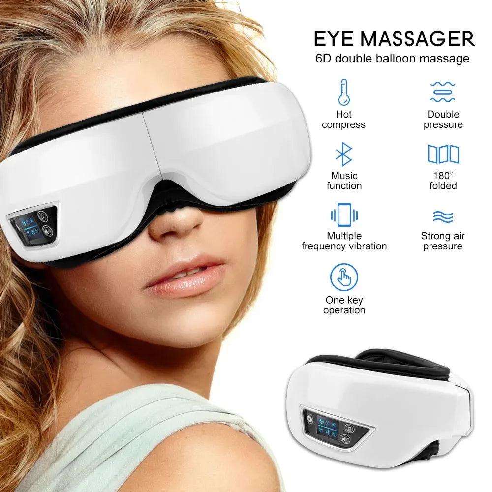 Eye Massager 6D Smart Airbag Vibration Eye Care Instrument Hot Compress Bluetooth Eye Massage Glasses Fatigue Pouch & Wrinkle  ourlum.com   