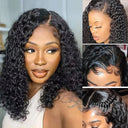 Kinky Curly Bob Wig Glueless Lace Front Human Hair Wig