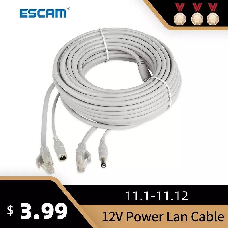 ESCAM RJ45 + DC Power Ethernet Cable: Premium Quality for CCTV IP Camera  ourlum.com 30m  